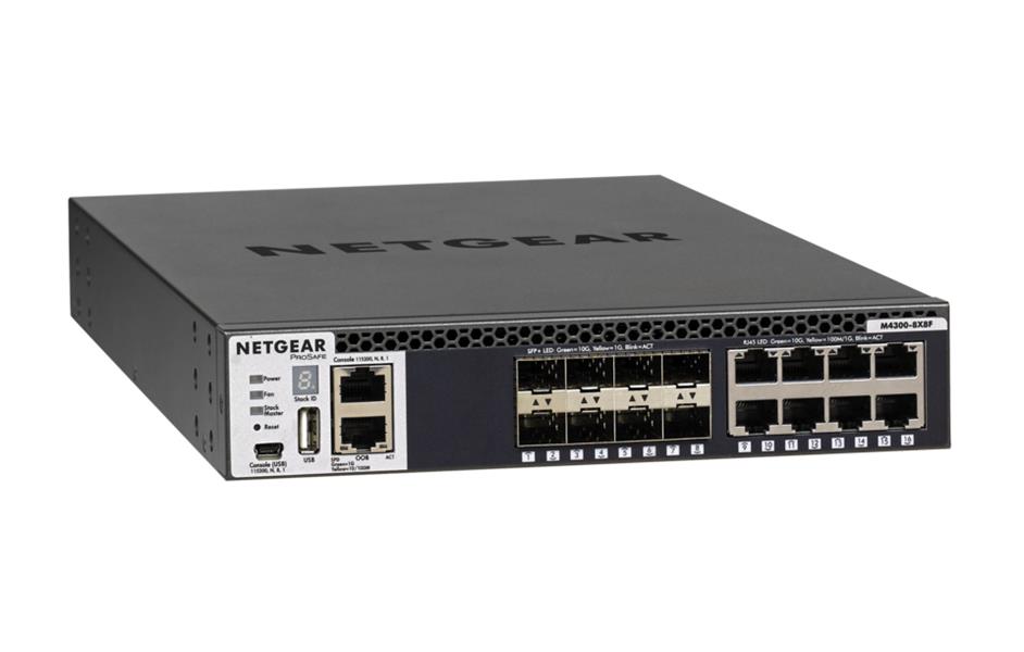 Netgear M4300-8X8F Managed L3 10G Ethernet (100/1000/10000) Zwart 1U