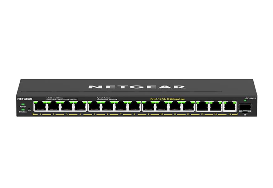 Netgear GS316EPP-100PES netwerk-switch Managed Power over Ethernet (PoE) Zwart