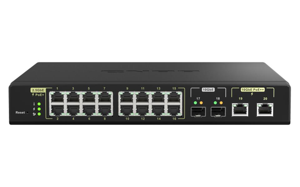 QNAP QSW-M2116P-2T2S netwerk-switch Managed L2 2.5G Ethernet Power over Ethernet (PoE) Zwart