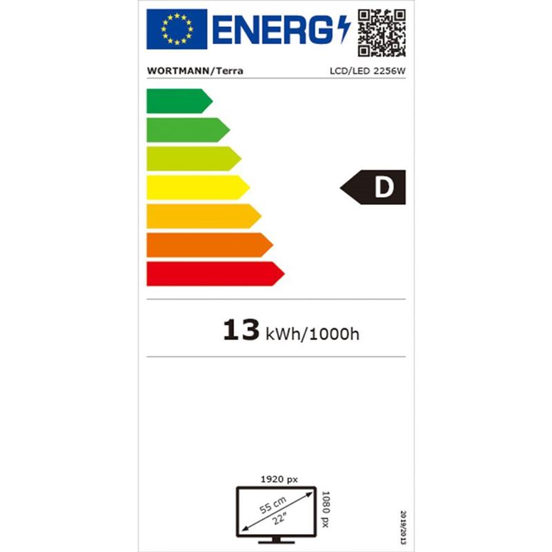 Terra Led Monitor 2256W PV Zwart DP, HDMI Greenline Plus 22 inch